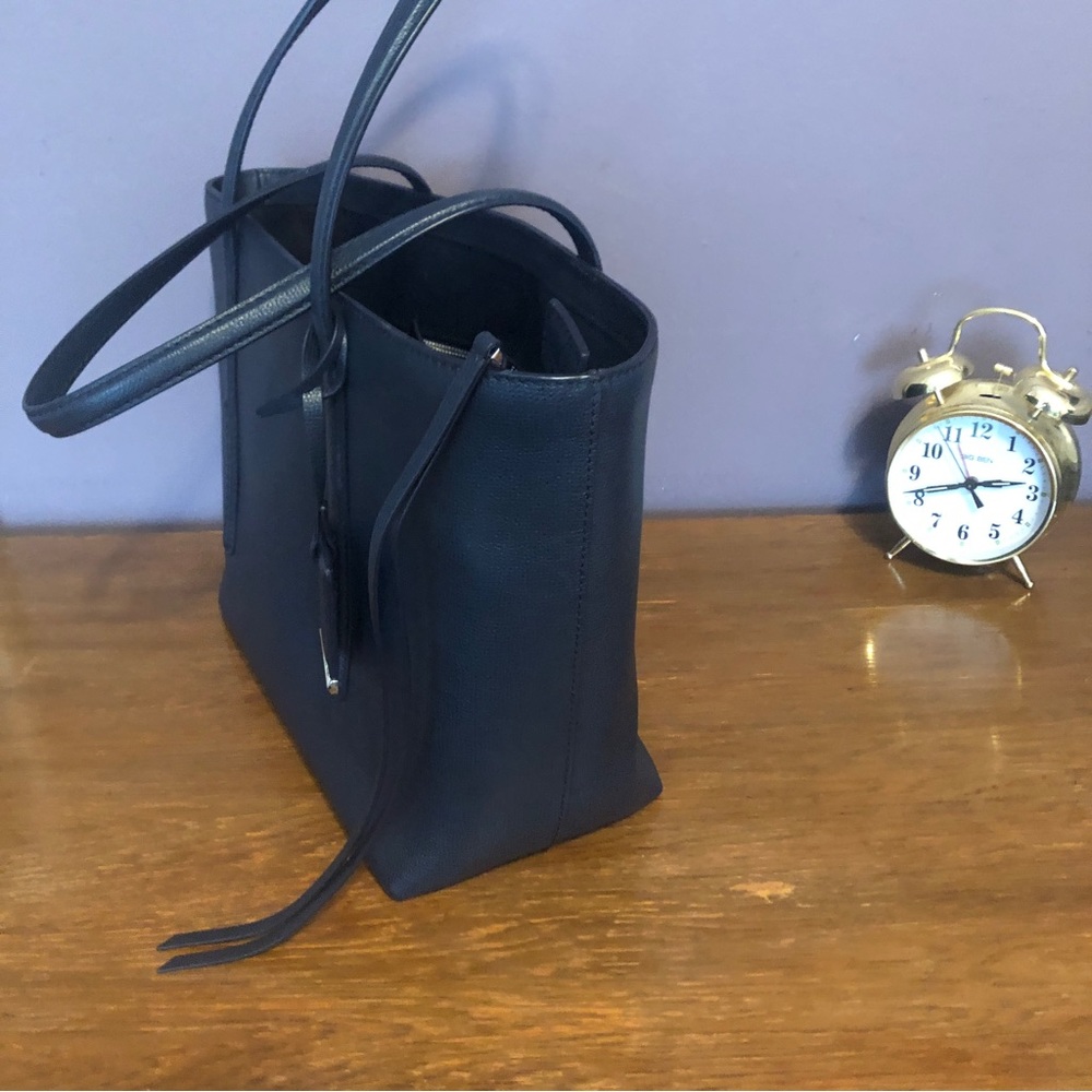 HUGO BOSS Tote Bag Purse Safino Sapphire Blue Leather Zippier Detachable Charm - Picture 2 of 12